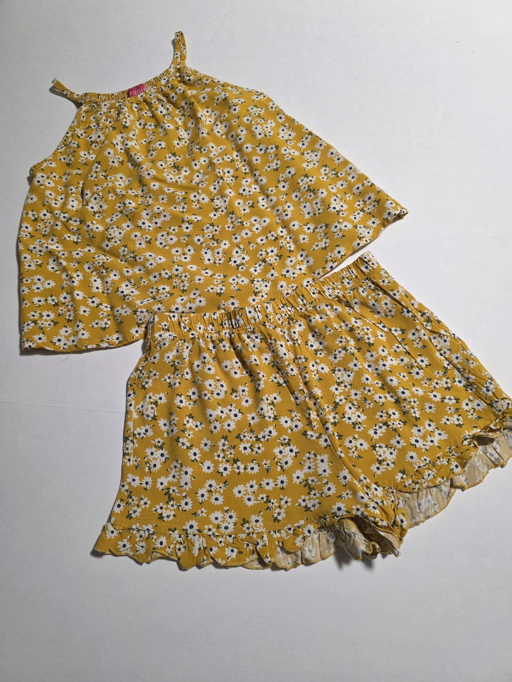 Girls' Size S (6/6X) Zunie Yellow Floral Tank Top & Shorts Set